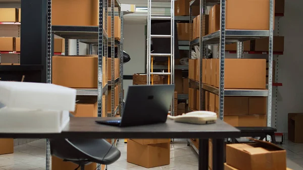 Small Business Warehouse Storage Room Filled Carton Packs Office Space — Fotografia de Stock