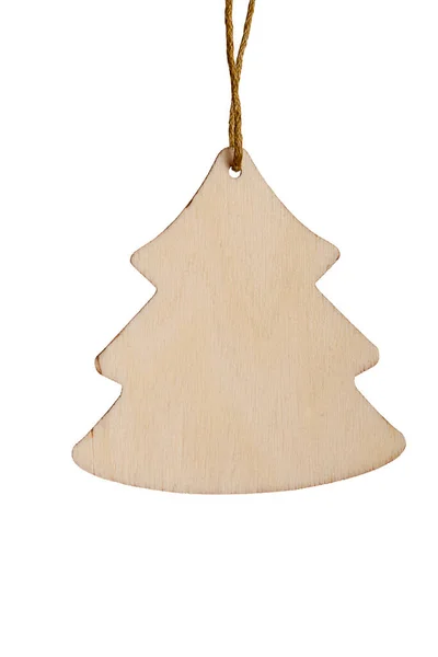 木制圣诞树孤立在白色的背景 小形状木树 — 图库照片