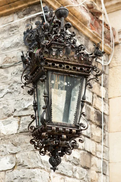 Lampada Strada Dal Castello Peles Sinaia Romania Castello Medievale — Foto Stock