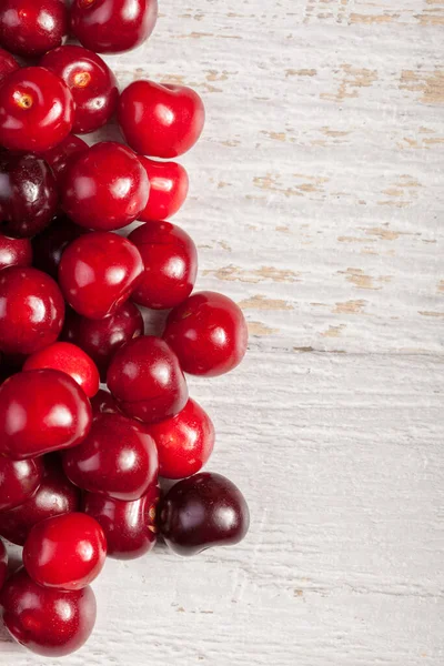 Fresh Cherries White Wooden Table Raw Healthy Fruits — Stock Photo, Image