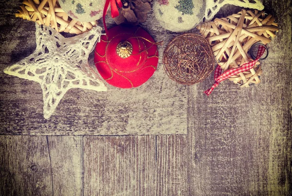 Christmas Ornaments Vintage Toning Vignete Xmas Decorations — Stock Photo, Image