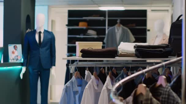 Nákupní Centrum Obchod Showroom Formální Oblečení Více Módní Oblečení Maloobchodní — Stock video