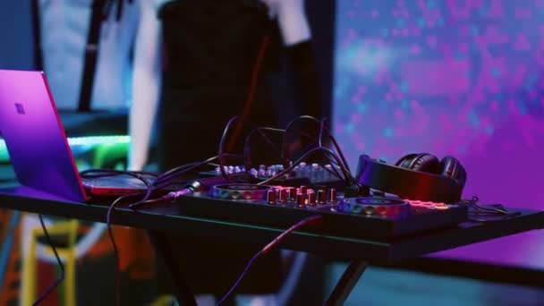 Station Mixage Sur Scène Club Discothèque Vide Piste Danse Avec — Video