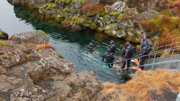 Snorkeling Invernale Ghiandaia Circa Marzo 2023 Persone Che Divertono Con — Video Stock