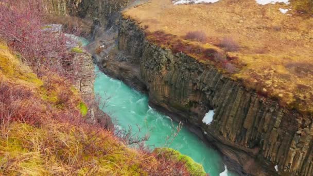 Nordic Gullfoss Vodopád Orientační Bod Reykjavík Iceland Velká Voda Teče — Stock video