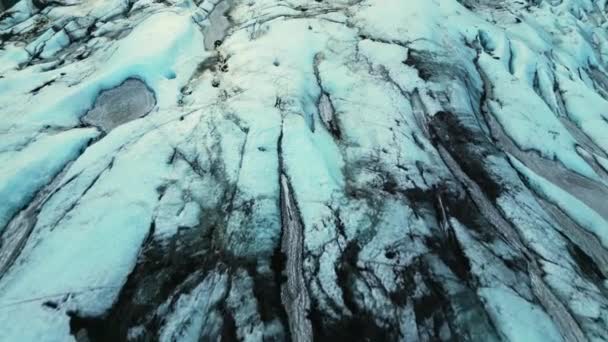 Flygfoto Över Massiva Blå Isblock Vatnajokull Glaciär Islandet Spektakulärt Fruset — Stockvideo