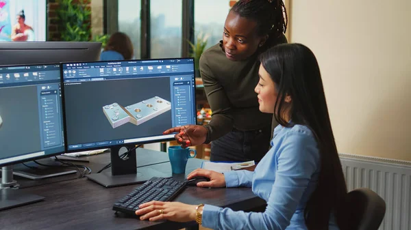 Technical Production Team Editors Using Color Grading Visual Focus Create — Stockfoto