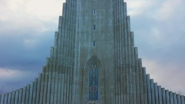 Reikiavik Islandia Marzo 2023 Catedral Hallgrimskirkja Gran Edificio Sagrado Para — Vídeos de Stock