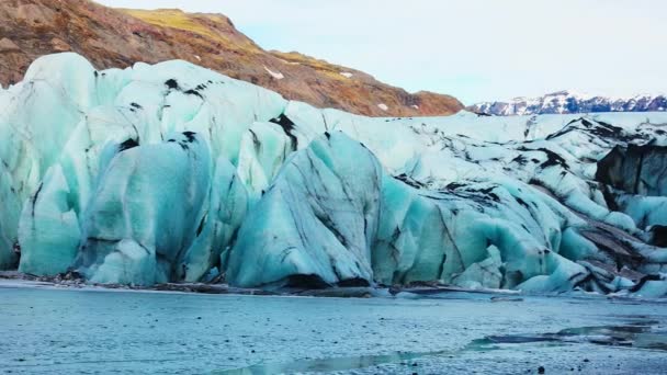 Große Vatnajokull Gletschermassen Island Neben Gefrorenem Wasser Nordischer Landschaft Massive — Stockvideo