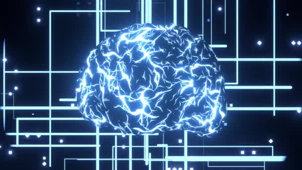 Umělá Inteligence Koncepce Mozku Procesu Kódování Datových Souborů Technologie Strojového — Stock video