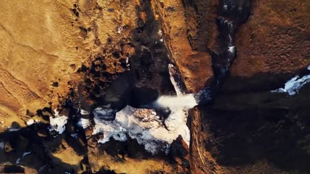 Vertikální Video Aerial View Foss Sidu River Waterfall Water Stream — Stock video