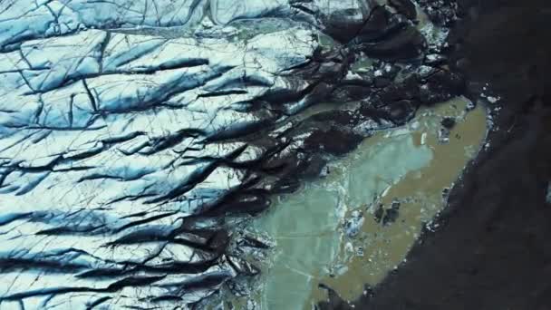 Vídeo Vertical Drone Tiro Enorme Geleira Vatnajokull Paisagens Icelândicas Rochas — Vídeo de Stock