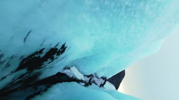 Video Verticale Veduta Aerea Della Calotta Glaciale Del Vatnajokull Laguna — Video Stock