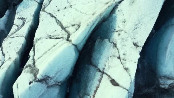 Letecký Pohled Ledovou Masu Vatnajokull Islandu Krásný Ledovec Obrovskými Trhlinami — Stock video