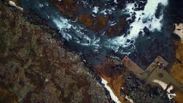 Zlanda Daki Oksarkopi Şelalesinin Havadan Görünüşü Kayalıklardan Düşen Devasa Şelalesi — Stok video