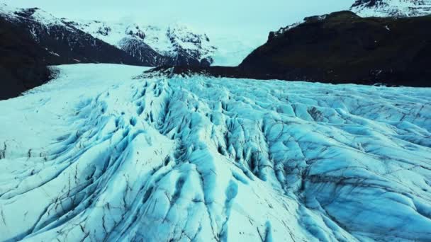 Αεροφωτογραφία Τεράστιων Παγετώνων Σκανδιναβικό Τοπίο Όμορφα Μεγάλα Παγόβουνα Vatnajokull Στην — Αρχείο Βίντεο