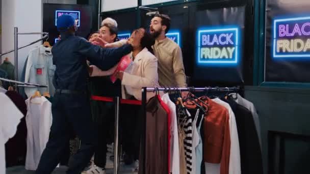 Klien Black Friday Lelah Menunggu Pembeli Terobsesi Marah Bersemangat Untuk — Stok Video