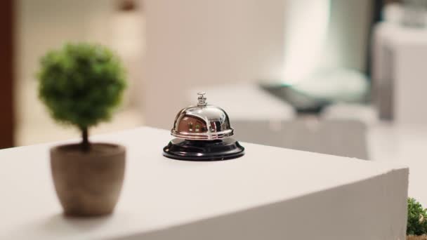 Close Service Bell Next Mini Plant Warm Hospitality Industry Hotel — Video
