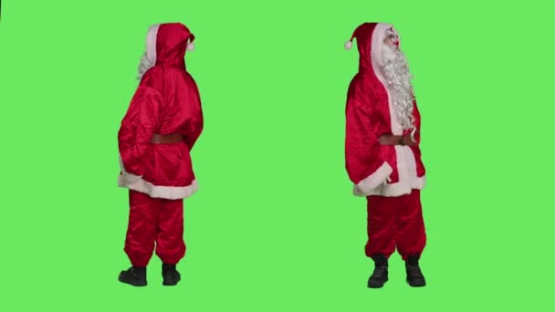 Aziz Nick Aralık Mevsiminde Giydiği Kırmızı Takım Elbise Şapkasıyla Objeyi — Stok video