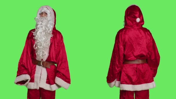 Saint Nick Enbodiment Saluant Les Gens Portant Costume Saison Festive — Video
