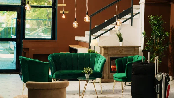 Recepción Del Hotel Con Diseño Lujo Muebles Elegantes Modernos Complejo —  Fotos de Stock