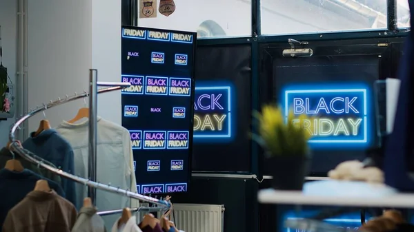 Fekete Péntek Promóciós Bevásárló Nap Bevásárlóközpontban Reklámplakátokkal Akciós Szórólapokkal Díszített — Stock Fotó