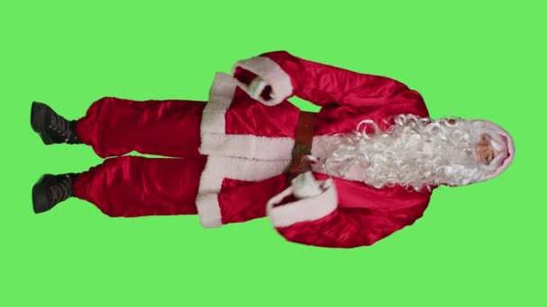 Santa Claus Saying Studio Spreading Festive Holiday Spirit Christmas Eve — Stock Video