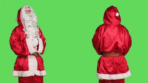 Mann Der Den Weihnachtsmann Darstellt Der Positive Und Erhebende Energie — Stockfoto