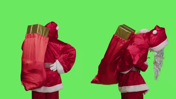 Babbo Natale Malato Mal Schiena Sente Male Mentre Sta Trasportando — Video Stock