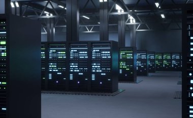 Kripto madencilik çiftliği, kripto madenciliği için engelleme teknolojisi kullanan özel donanıma sahip. Sunucu odasındaki Asic platformları karmaşık hesaplama görevlerini çözüyor, 3B canlandırma canlandırması