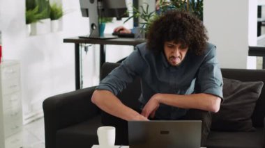 Executive assistant searches solution for new management strategy to try and develop small business sales. Coworking space employee analyzing statistics report in business office.