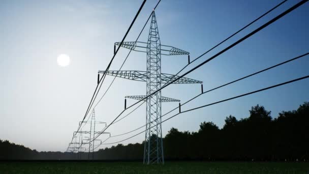 Schwenkschuss Des Stromnetzes Das Für Die Stromversorgung Verwendet Wird Tag — Stockvideo
