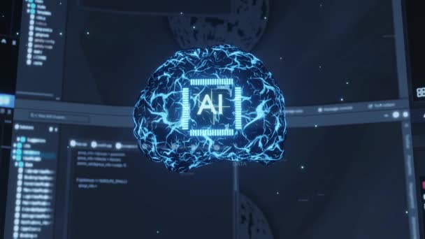 Система Искусственного Интеллекта Автономно Пишет Код Компьютерной Программы Алгоритмы Глубокого — стоковое видео