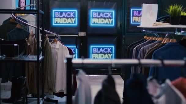 Maloobchod Používaný Pro Propagační Sezónu Připravený Otevření Černém Pátku Velký — Stock video