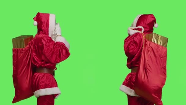 Homme Romantique Costume Père Noël Donnant Des Baisers Air Mignon — Video