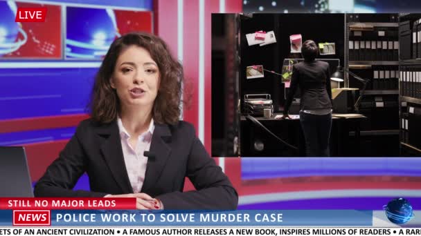 Yayıncısı Tarafından Sunulan Polis Cinayeti Davasıyla Ilgili Son Haberler Medya — Stok video