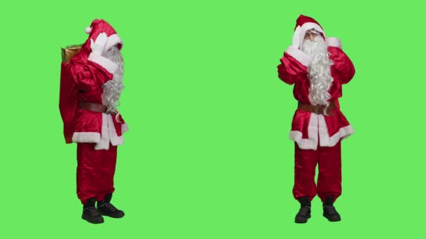 Santa Claus Está Enfermo Dolor Cabeza Sintiéndose Mal Durante Las — Vídeo de stock