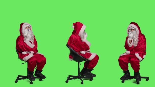 의상에 스크린에 크리스마스 아이디어에 의자에 브레인 스토밍 세인트 캐릭터 — 비디오