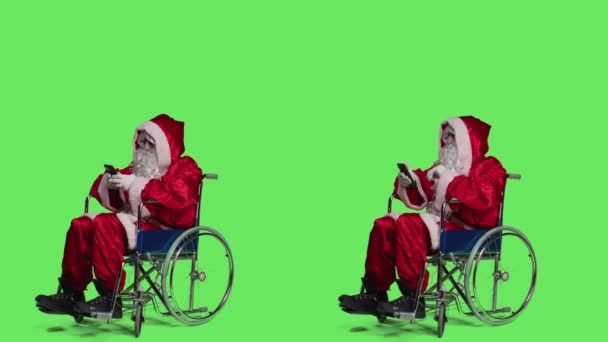 Babbo Natale Sms Essere Videocall Trattare Con Disabilità Cronica Utilizzando — Video Stock