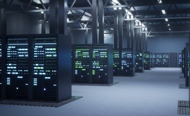 Sunucu çiftliği yapay zekanın eğitim verilerini işleyebilmesi için gerekli hesaplama kaynaklarını sağlıyor. Makine öğrenimi için kullanılan verileri depolayan süper bilgisayarlar, 3B canlandırma