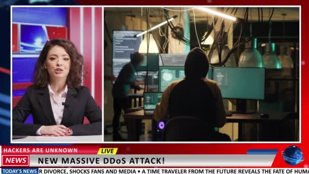 Jornalista Compartilha Hackers Atacar Evento Alertando Cidadãos Para Ter Senhas — Vídeo de Stock