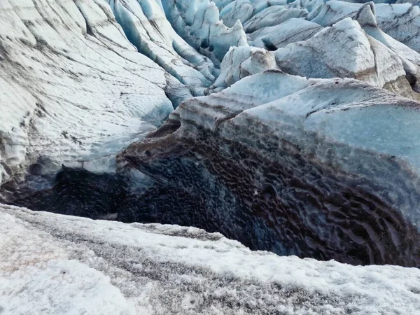 Massiv Vatnajokull Glaciär Mössa Islandet Spektakulära Isfragment Skapar Grottor Med — Stockfoto