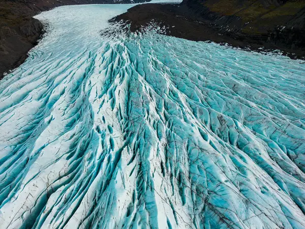 Drohnenschuss Eines Massiven Gletschers Island Blaue Eismasse Vatnajokull Eisberge Nordisch — Stockfoto