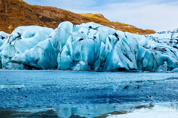 Lenyűgöző Gyémánt Alakú Vatnajokull Gleccser Izlandi Régió Téli Tájain Befagyott — Stock Fotó