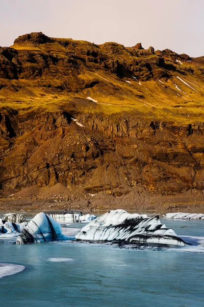 Fagy Borította Vatnajokull Jéghegy Izlandon Hihetetlenül Nagy Gleccserek Festett Fehér — Stock Fotó