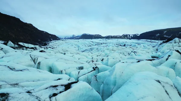 Vista Aérea Del Lago Con Rocas Hielo Casquete Glaciar Vatnajokull — Foto de Stock