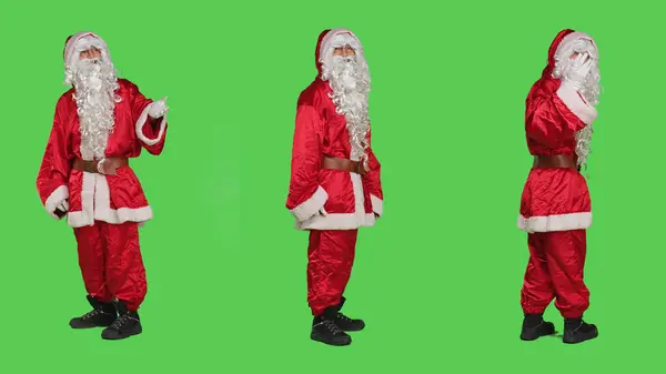 Santa Claus Doing Gesture Hands Calling Someone Come Accompany Him — Stock Photo, Image