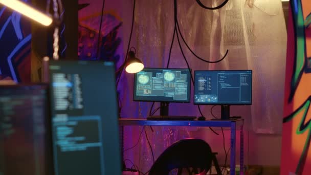 Software Interface Computerskærmen Viser Programmeringskode Bruges Til Gøre Malware Tomme – Stock-video