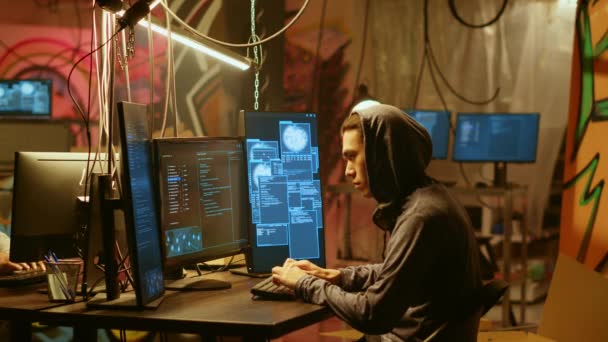 Siber Suçlular Tarafından Bulunan Hackerlar Kimliklerini Gizlemek Için Kullandıkları Anonimlik — Stok video