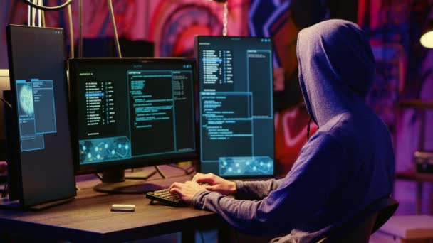 Hacker Base Subterrânea Escondida Capaz Superar Com Sucesso Medidas Adulteração — Vídeo de Stock